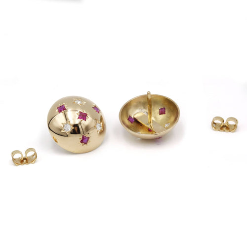 Boucles d'oreilles or jaune diamants rubis 58 Facettes 240045SP