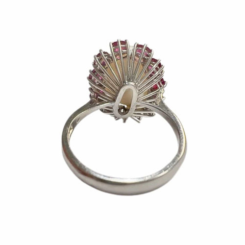 Bague 61 bague en or avec diamants rubis et perle 58 Facettes Q153B