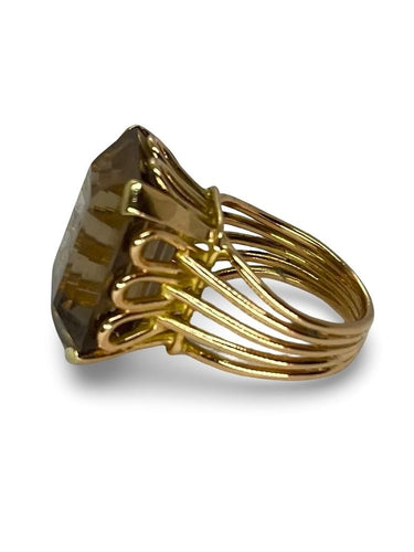 Bague 53 Bague or rose et quartz fumé 20 ct 58 Facettes 00073501