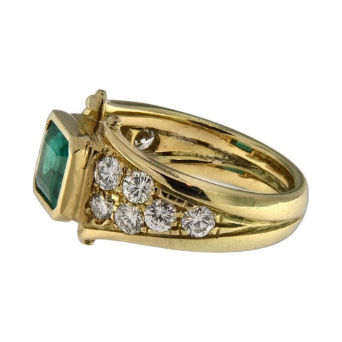 Bague 51 Bague en or jaune avec émeraude de 1,38 ct et diamants taille brillant 58 Facettes G3854