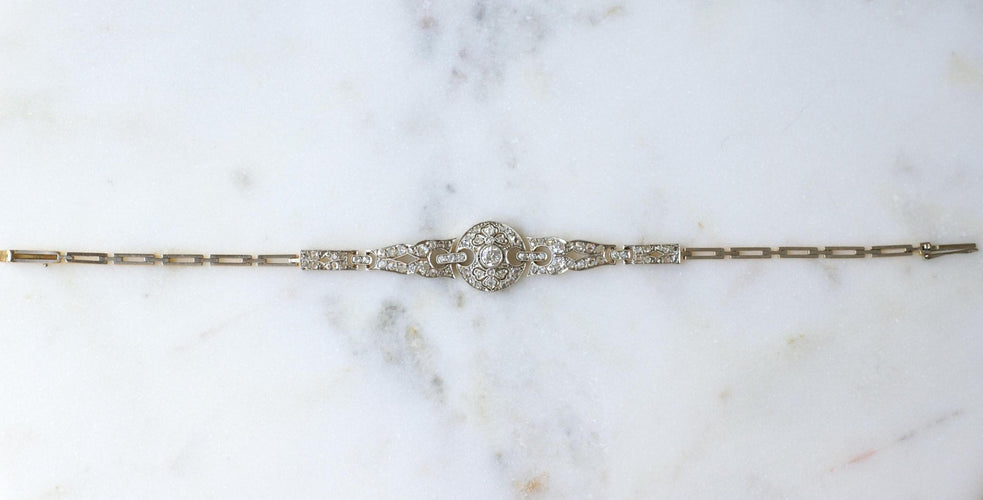 Bracelet Bracelet Art Déco Diamants sur Or et Platine 58 Facettes