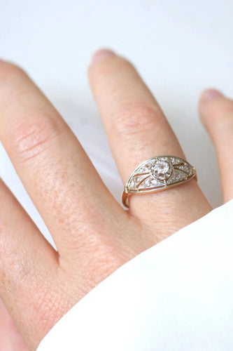 Bague 59 Bague Bandeau Art Déco 2 ors, diamants 58 Facettes