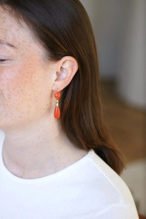 Antique yellow gold and coral earrings