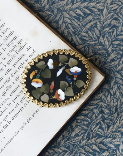 Broche Broche Fleur Pietra Dura or jaune 58 Facettes