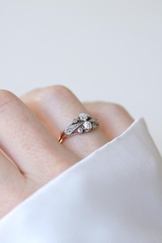 Bague 51 Bague Toi et Moi Diamants Or Rose Platine 58 Facettes