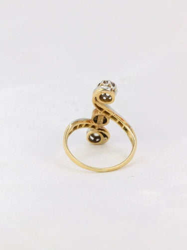 Bague 51 Bague Art Nouveau toi et moi or perle diamants 58 Facettes J175