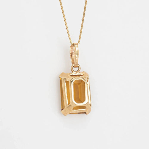 Collier Collier pendentif citrine 15 carats, chaîne vintage en or jaune 14 carats, 45 cm, bijoux fins 58 Facettes G13493