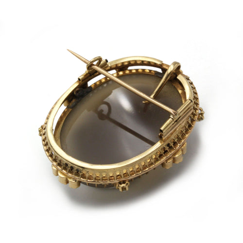 Broche Broche - Or, Camée Agate, Demi-Perles 58 Facettes 250051SP