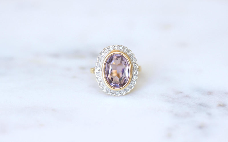 Bague 56 Bague Style Art Déco Améthyste et Diamants 58 Facettes