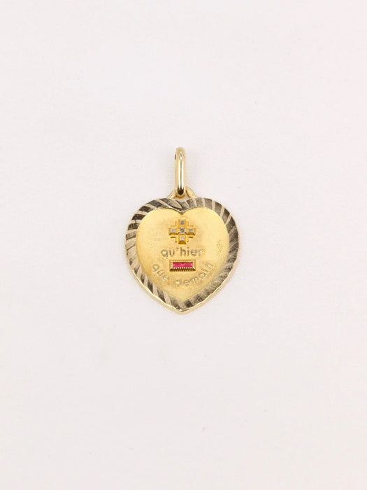 Pendentif AUGIS - Médaille amour coeur or jaune diamant rubis 58 Facettes J509