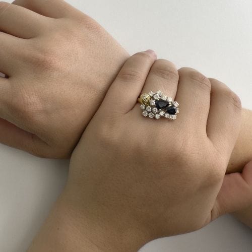 Bague Bague deux ors avec saphirs et diamants 58 Facettes 37834