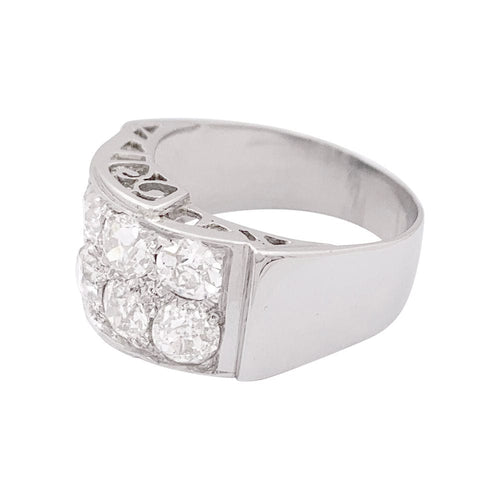 Bague 50 Bague platine, or blanc, diamants. 58 Facettes 34005