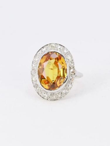 Bague 51 Bague cocktail or blanc citrine 5 carats diamants 58 Facettes J416