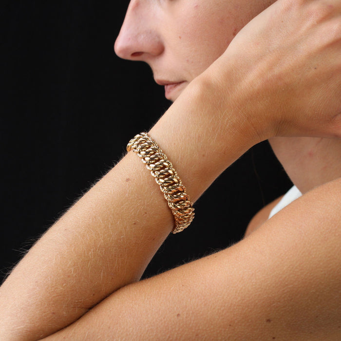 Retro rose gold curb chain bracelet