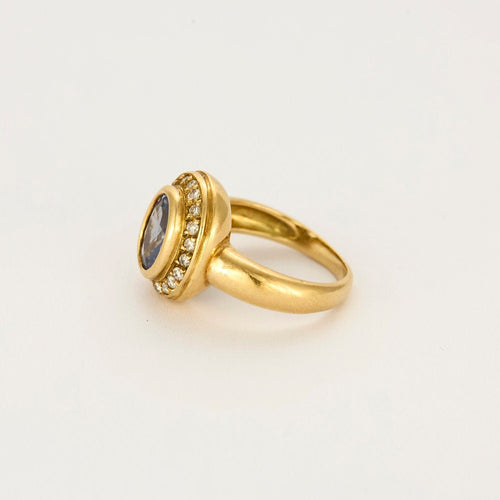 Bague 51 Bague jonc or jaune, saphir et diamants 58 Facettes PAL32302