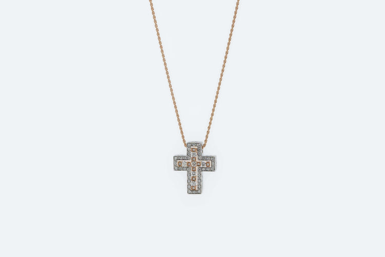 Collier Oro Rosa Collier Damiani avec crucifix en or rose et diamants 58 Facettes COL248