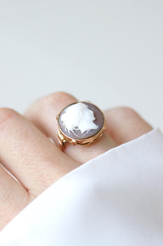 Bague 55 Bague Camée Coquille sur Or Rose 58 Facettes