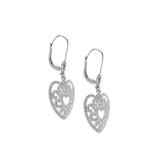 Boucles d'oreilles Boucles d'oreilles pendantes Coeur diamants 58 Facettes 28314