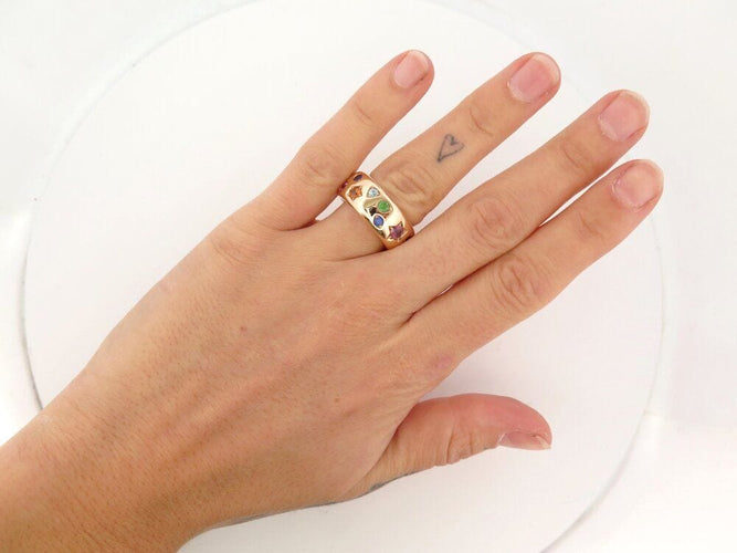 Bague 53 bague POMELLATO iconica medium or rose tourmaline saphir ruby 58 Facettes 263944