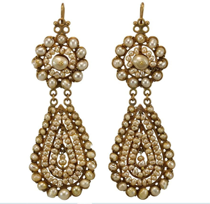 Pendientes de oro con perlas antiguas