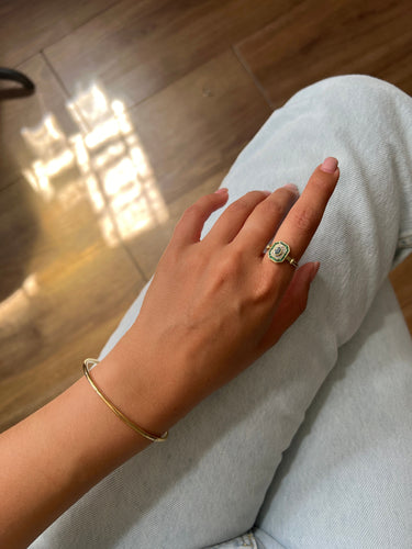 Bague 53 Gold Emerald And Diamond Ring 58 Facettes