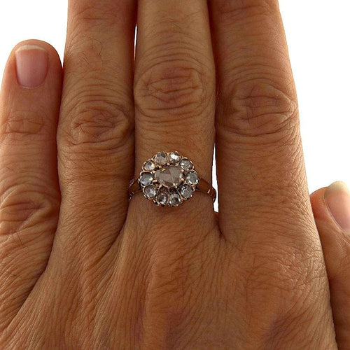 Bague 59 Bague en or jaune ornée de roses en diamants 58 Facettes G3859