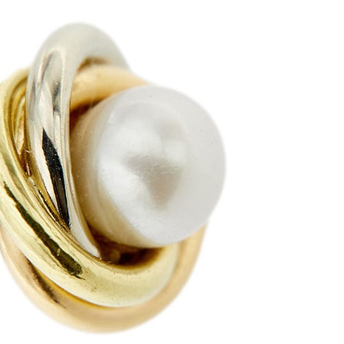 Boucles d'oreilles Boucles d'oreilles trois ors avec perles 58 Facettes 35533