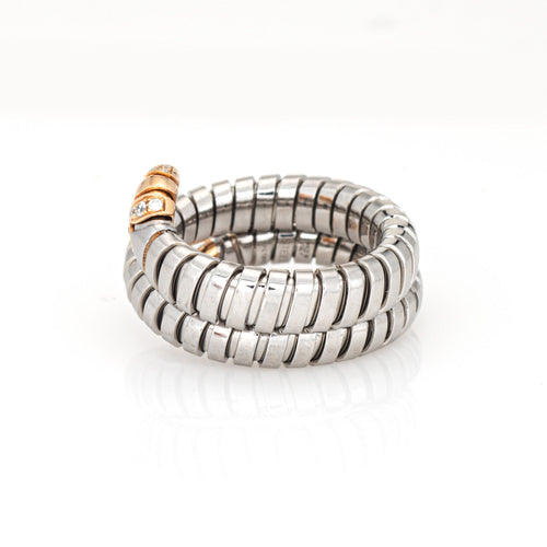 Bague Bague Bulgari Serpenti Tubogas en or 18 carats et acier flexible, taille 9, bijou d'occasion représentant un serpent 58 Facettes G14146