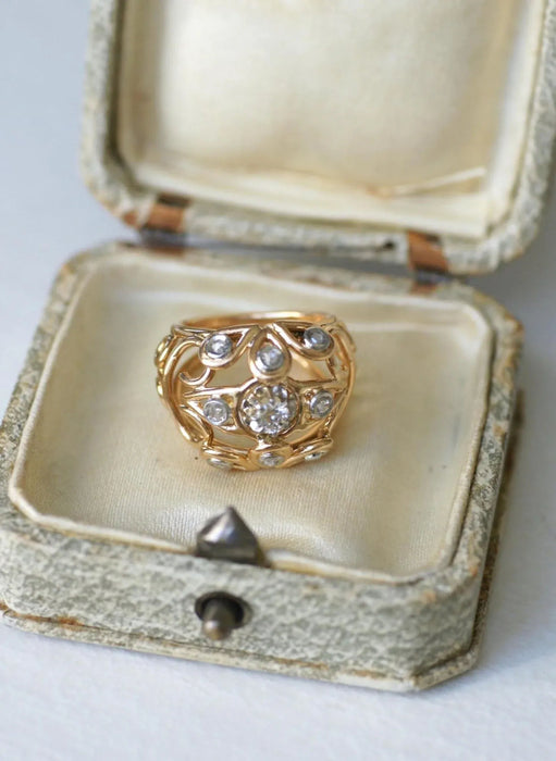 Anillo de bola de cóctel de alambre de oro rosa Riamants