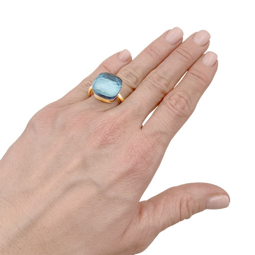 Ring 49 Ring Pomellato, "Nudo Maxi", zwei Goldarten und blauer Topas. 58 Facettes 35352