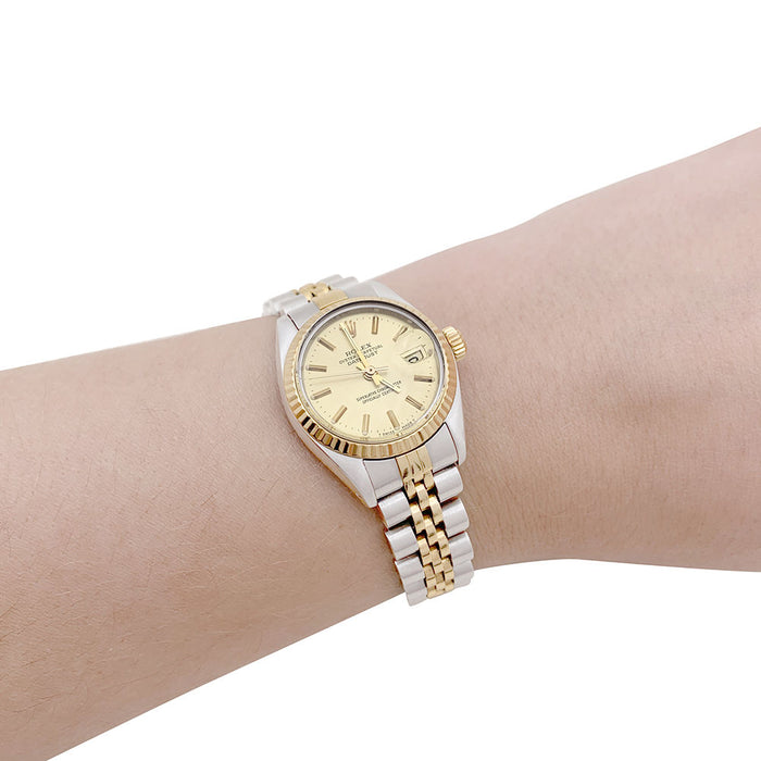 Rolex-Uhr „Oyster Perpetual Datejust“, Gelbgold und Stahl.