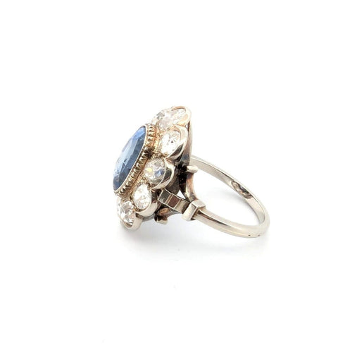 Bague 56 Bague en or blanc avec saphir et diamants 58 Facettes