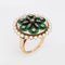 Bague 49 Bague vintage en or jaune avec diamants et perles, émail vert, grande taille, ronde 58 Facettes G11415