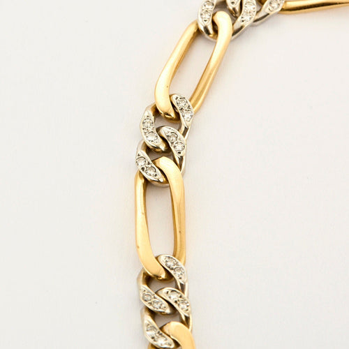 Collier Collier maille figaro en or jaune et gris, et diamants 58 Facettes CAN1120
