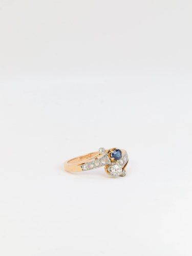 Bague 53 Bague Toi et Moi Saphir et Diamants 58 Facettes 478