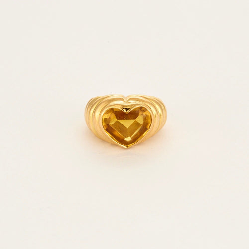 Bague coeur or jaune topaze 58 Facettes