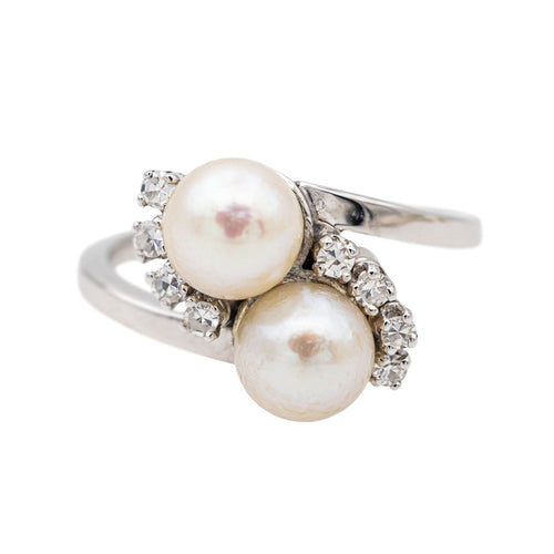 Bague Bague Or blanc Perle de culture, Diamant 58 Facettes 3485624CN