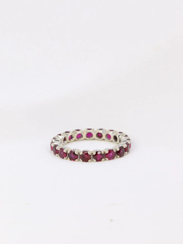 Bague Alliance américaine or blanc rubis 1,9 ct 58 Facettes J72