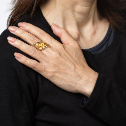 Bague 57 Grande bague en pépite d'or naturel 58 Facettes G13937