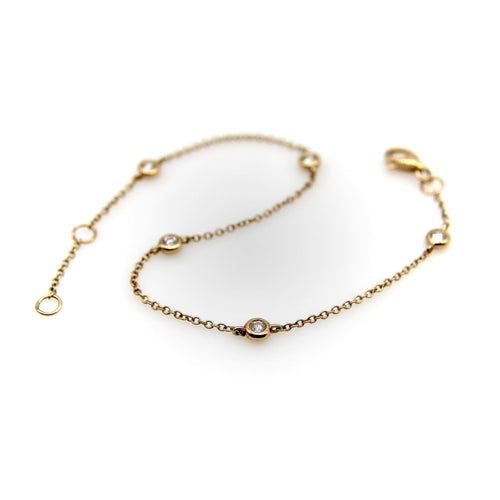 Vintage Yellow Gold Diamond by the Yard Bracelet