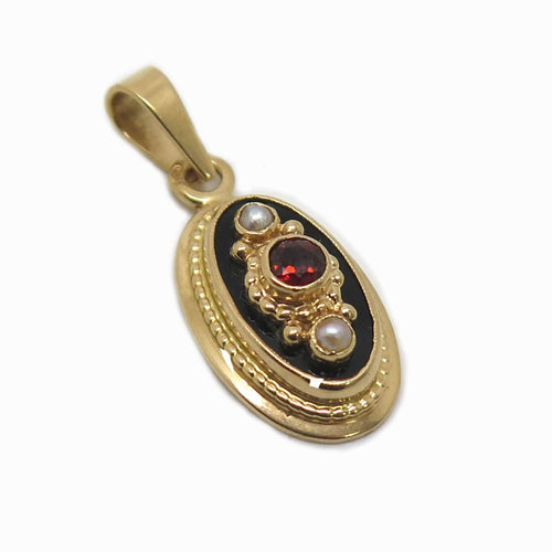 Pendentif Pendentif Napoléon III or rose, onyx, grenat, perles 58 Facettes