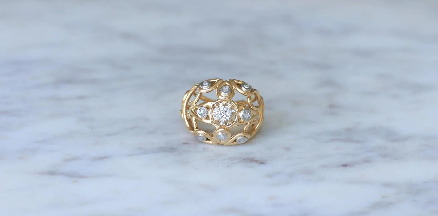 Rhyming rose gold wire cocktail ball ring