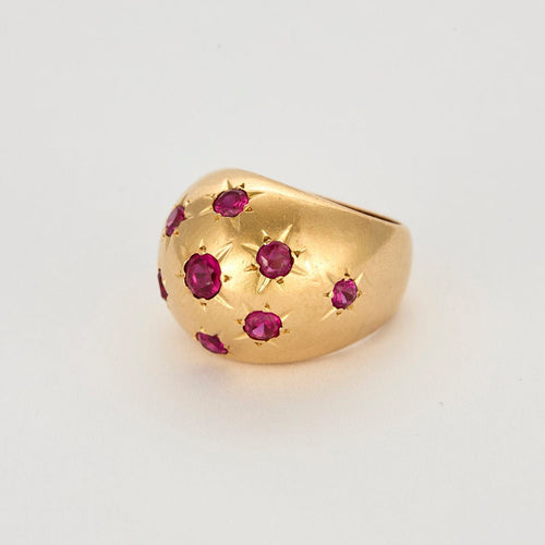 Bague 47 Bague boule or jaune et rubis de synthèse 58 Facettes PAL3224