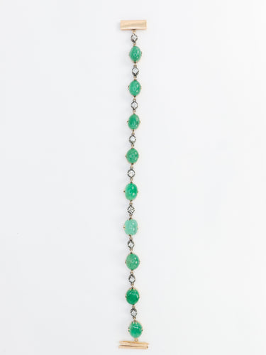 Bracelet Bracelet ancien cabochons d'émeraudes or jaune diamants 58 Facettes 777