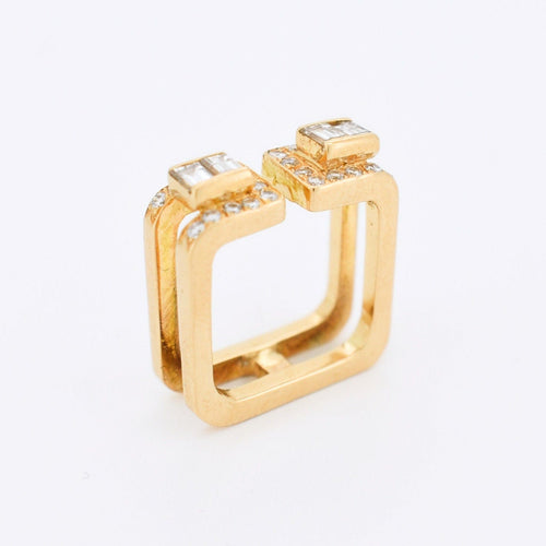 Bague 48 Jean Vendôme - Bague Carrée en Or Jaune et Diamants 58 Facettes 245