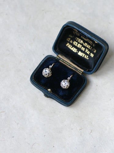 Boucles d'oreilles Dormeuses Anciennes Or Rose et Diamants taille rose 58 Facettes