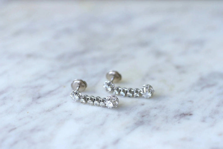Boucles d'oreilles Boucles d'oreilles Art Déco diamants 58 Facettes