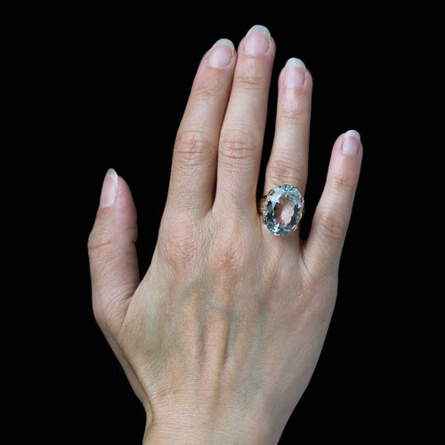 Bague 52 Bague aigue-marine or rose vintage 58 Facettes 25-130