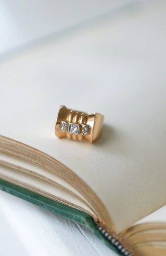 Bague 58 Bague Tank or rose, platine et diamants 58 Facettes