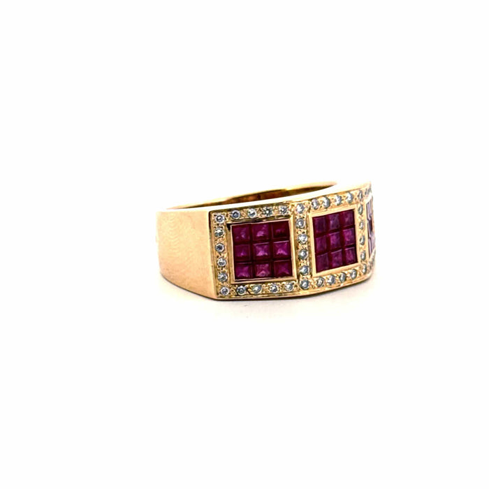 Bague 56 Bague Tank or Jaune rubis diamants 58 Facettes 89-GS29617